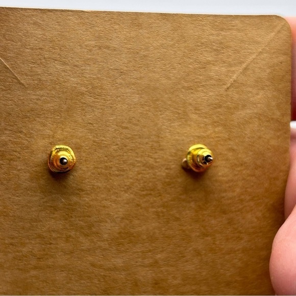 Vintage Napier Quality Rich Gold Tone Stud Round Curved Dangle Hoops - Picture 7 of 7